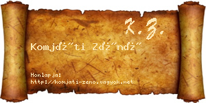 Komjáti Zénó névjegykártya